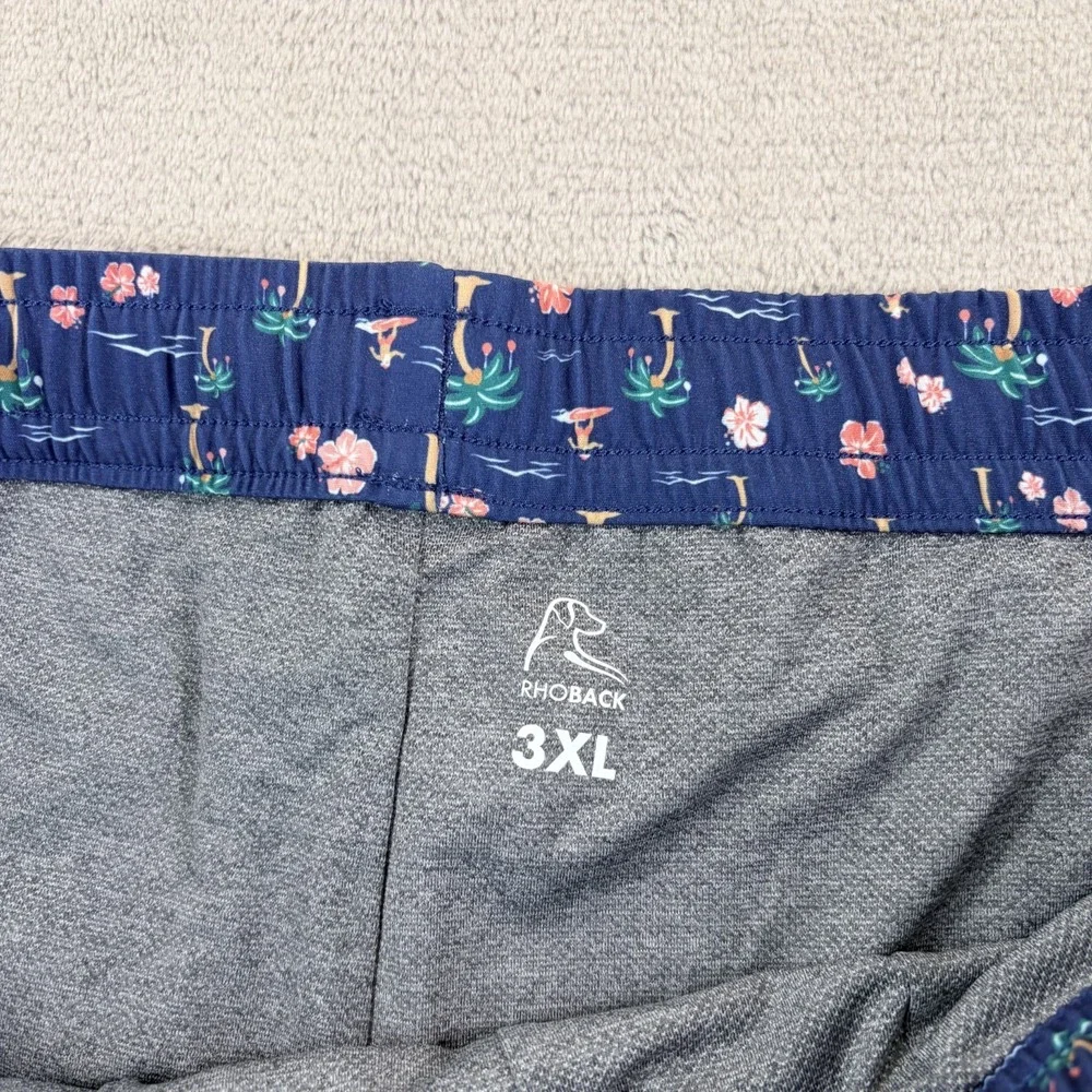 Rhoback Mele Kalikimaka Medley Swim Trunks Men 3XL Admiral Navy Liner Beach NWT